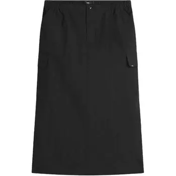 Vans Riley Parachute Cargo Skirt Loose Versatile Solid Color Mid Waist Midi Casual Skirt Women skirts Black VN000HQBBLK XS