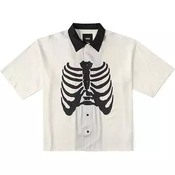 Vans Рубашка на пуговицах с короткими рукавами и принтом скелета X Asian Artist Топы унисекс Off-White VN000JHHFS8 L