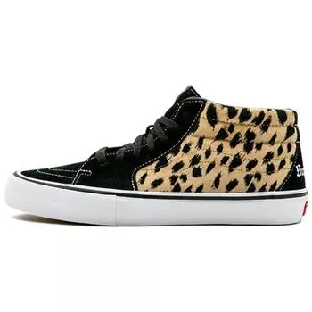 Vans Supreme x Sk8-Mid Pro Cheetah Velvet Unisex Sneakers Black VN0A347UOPM