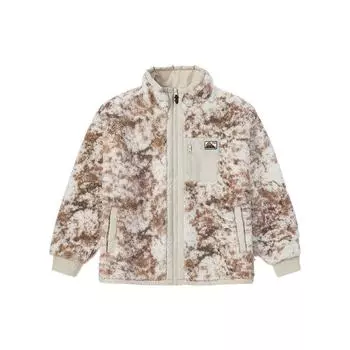 Vans Tie-Dye Print Zipper Fleece Jacket Women jackets Gray White VN0A7YH2Y7N S