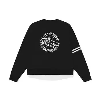 Vans Толстовка с длинным рукавом и круглым вырезом, с рисунком в полоску и буквами и цифрами, унисекс, черная VN0002JNBLK S