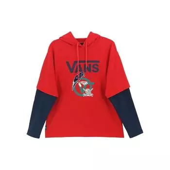 Vans Толстовка с капюшоном Color Block Pattern Printed Drawstring Hoodie Men Hoodies Red VN0A54JF4PV S