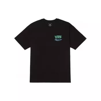 Vans Удобная футболка с круглым вырезом и коротким рукавом с цветным светящимся буквенным принтом, мужские топы черного цвета VN000H21BLK M