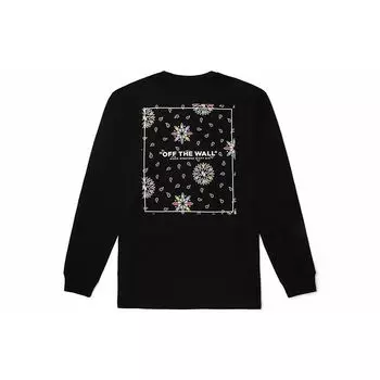 Vans Винтажная футболка с круглым вырезом и длинным рукавом с цветочным принтом для мужчин, черные VN0A7PRLBLK XS