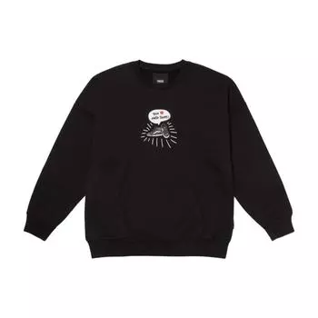 Vans X Asian Artist Collaboration Front Skate Shoe Print Crew Neck Casual Sports Long Sleeve T Shirt Men Tops VN000EXFBLK S