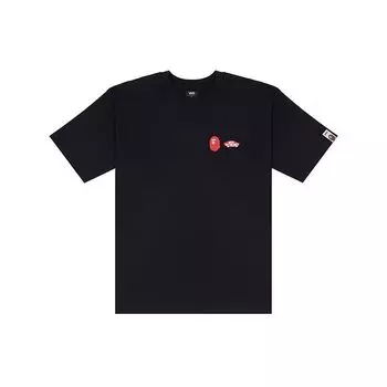 Vans X Bape Limited Edition Capsule Collection Sk8-Hi Print Повседневная дышащая футболка с круглым вырезом и короткими рукавами Топы унисекс Черный VN0A7XQ8448 S