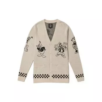 Vans X Disney Cartoon Повседневный трикотажный топ с V-образным вырезом и длинными рукавами Женские топы Oatmeal VN000FZP2N1 XS