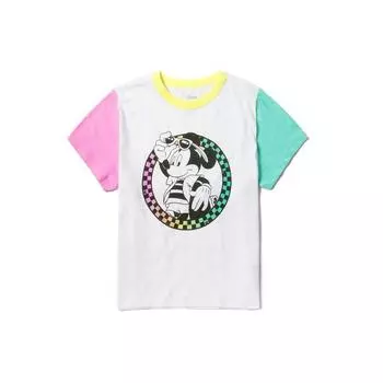 Vans X Disney Collaboration красочный принт Микки Мауса круглый вырез короткий рукав футболка женские топы белый VN0A3UHOWHT S