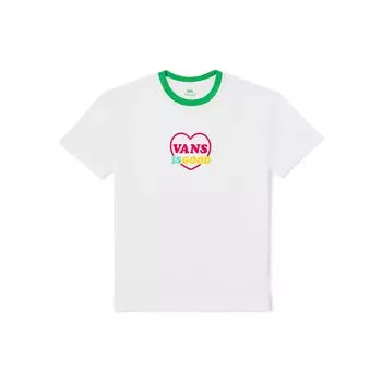 Vans X Irene Is Good однотонная футболка с круглым вырезом и коротким рукавом с буквенным принтом, женские футболки белого цвета VN0007VKWHT XS