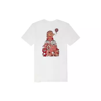 Vans X Mooncasket Collaboration забавный узор напечатанный круглый вырез короткий рукав с заниженной линией плеч футболка женские футболки белые VN0A5H4TWHT M