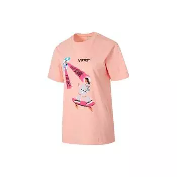 Vans X Nichinichi Collaboration Графический принт Бег Спортивная футболка с коротким рукавом Американская винтажная женская футболка розового цвета VN0A5H4RZEE L
