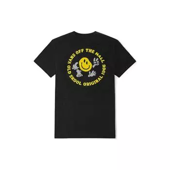 Vans X Project мультфильм смайлик принт спортивная футболка с круглым вырезом и короткими рукавами топы унисекс черный VN0A5KWRBLK S