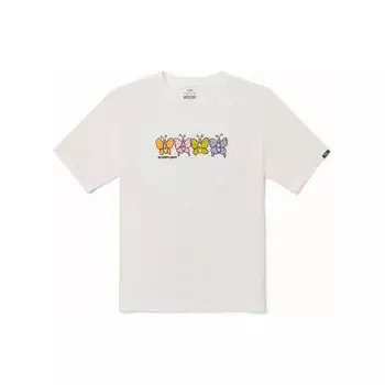 Vans X Sandy Liang Ss22 Футболка с круглым вырезом и короткими рукавами с принтом бабочек и букв, топы унисекс, белые VN0A7SDT3KS XL