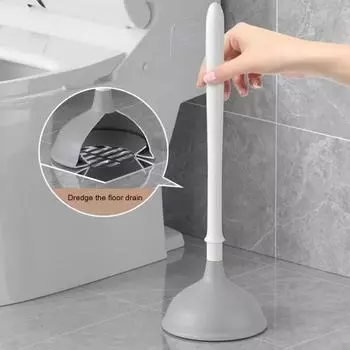 Вантуз для унитаза Heavy Duty Force Cup Вантуз для унитаза с длинной ручкой Аксессуары для уборки ванной комнаты для унитазов Раковин Ванны Душевые кабины чёрный