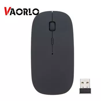 VAORLO 1600 dpi USB оптическая беспроводная компьютерная мышь 2,4G приемник супер тонкие мыши для ПК ноутбука чёрный