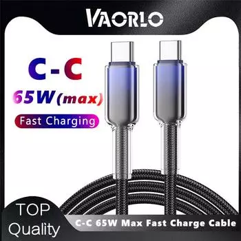 VAORLO 65W Fast Charging Data Cable Quick Charge USB C To Type-C Cable for iphone 15 16 Samsung Huawei Xiaomi Redmi Dual Type C Phone Line чёрный