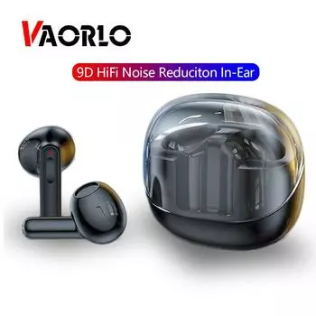 VAORLO 9D HiFi Heavy Bass Беспроводные наушники Bluetooth 5.3 Наушники Стерео Музыка с низкой задержкой для игр Мини-гарнитура-вкладыши для iphone Xiaomi Huawei белый