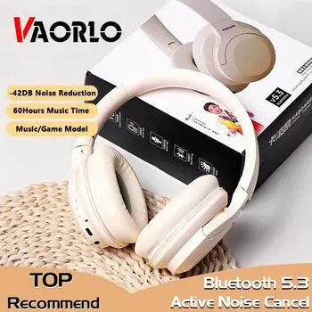 VAORLO Беспроводные наушники ANC Active Nosie Reduction HiFi Super Bass Stereo Rename Bluetooth 5,3 Гарнитура 60 часов музыки