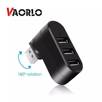 VAORLO Горячие USB-концентраторы, 3 порта, USB 2,0 концентратор, мини-поворотный разветвитель, адаптер-концентратор для ПК, ноутбука, ноутбука, Mac USB 2,0, разветвитель-концентратор чёрный