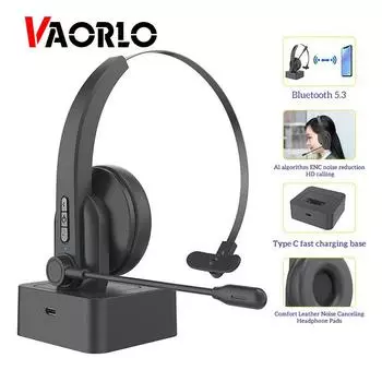 VAORLO HD Bluetooth-гарнитура с шумоподавлением и зарядной станцией, передача на большие расстояния 30 м, гарнитура большой емкости для бизнеса