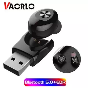 VAORLO мини-гарнитура наушники-вкладыши для Xiaomi Huawe Iphone беспроводные одиночные наушники с микрофоном зарядка через USB