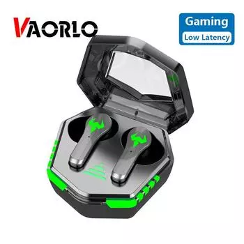 VAORLO N35 TWS игровая гарнитура с низкой задержкой, беспроводные наушники Super Bass с HD-микрофоном для игр, сенсорное шумоподавление чёрный