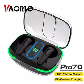 VAORLO Pro70 TWS Беспроводные 9D HiFi наушники с поддержкой QI Charge Стерео музыка с микрофоном Наушники с сильными басами для всех смартфонов