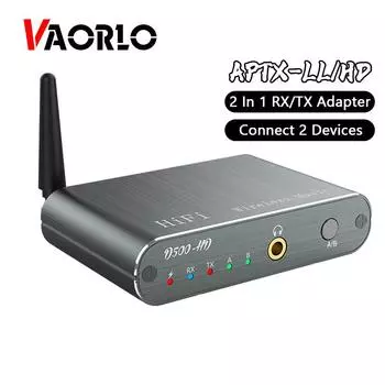 VAORLO QCC3040 Aptx-LL Беспроводной адаптер передачи 2 в 1 Приемник-передатчик Aptx-HD с разъемом AUX 3,5 мм 2 устройства для ТВ-наушников ПК серый