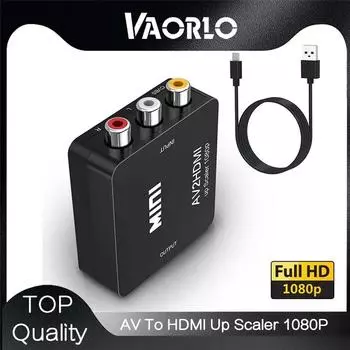 VAORLO RCA в HDMI-совместимый AV в HD GANA 1080P Mini RCA Композитный CVBS AV в HD Видео Аудио Конвертер Адаптер Совместимый PAL чёрный