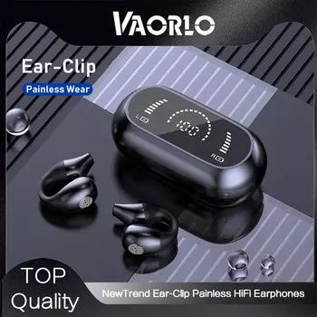 VAORLO S03 TWS Ear-Clip Painless Wear HiFi Stereo Subwoofer Music With HD Microphone Noise Cancel Digital Display For All Smartphones чёрный