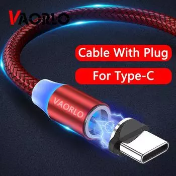 VAORLO USB Магнитный зарядный кабель с разъемом Type-C Простая зарядка для XiaoMi Huawei Модный зарядный кабель Удобное зарядное устройство чёрный