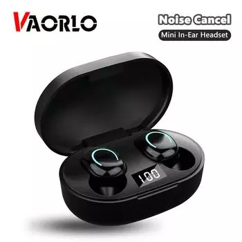 VAORLO X12 Мини-вкладыши Беспроводная гарнитура с шумоподавлением Наушники с цифровым дисплеем для Xiaomi Android Водонепроницаемые стереонаушники чёрный