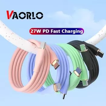 VAORLO Жидкий силиконовый кабель для освещения PD 27 Вт, 8-контактный кабель для быстрой зарядки для iphone 11pro 12pro 13, кабель для зарядки чёрный