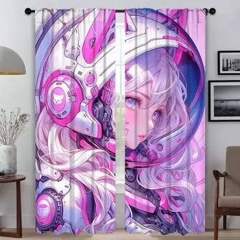 Vaporwave Cybernetic Art Partition Современные Шторы для Гостиной 2 Части Тюль для Спальни Домашний Интерьер Шторы Оконные Шторы W50xH70cmx2pcs-CL