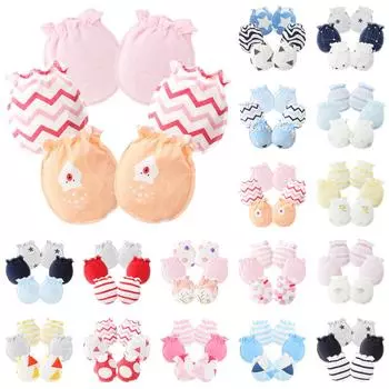 Варежки без царапин для маленьких мальчиков и девочек, хлопковый набор из 3 пар варежек One Size