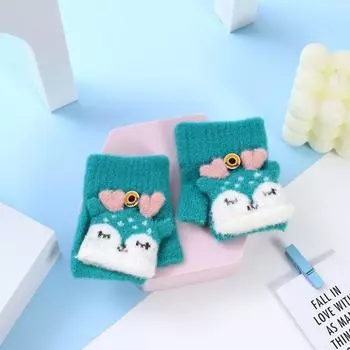 Варежки без пальцев, толстые варежки, милые детские перчатки, для младенцев и детей зелёный