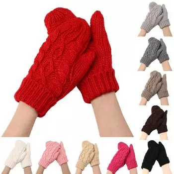 Варежки Diamond, осенне-зимние, новые женские вязаные шерстяные и бархатные, утолщенные, модные, теплые перчатки, 10 цветов 25*12*4cm белый