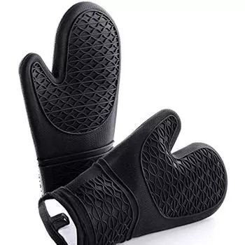 Варежки для духовки, силиконовые перчатки. Перчатки для духовки. Кухонные с противоскользящим покрытием и термостойкостью 250 °C / 482 °F, профессиональные кухонные варежки. 33x19x2cm