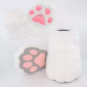 Варежки «Когти животных» для ролевых игр и сценических представлений белый