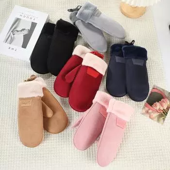 Варежки женские из замши цвета хаки: Теплые, ветрозащитные и защищающие от холода для зимней езды на велосипеде. deer logo