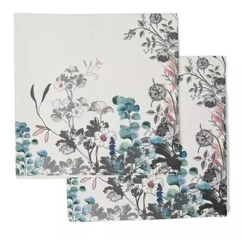 Vargottam Luxury Collection Обеденный стол Белье Декор Хлопковая салфетка Ткань с принтом Многоразовые салфетки Набор из 12, 20 X 20 - Акварель Set Of 4 зелёный