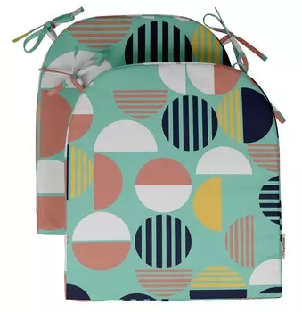 Vargottam Нескользящая подушка для обеденного стула U-образная печатная подушка для внутреннего и наружного стула Домашний декор Двусторонняя и машинная стирка 18x16x3 Inches аквамарин