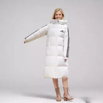 Вариант одежды с тремя перекладинами на пуху и хлопковой подкладке, одинаковый для мужчин и женщин, длинные зимние модели выше колена, утепленные пальто для пар S чёрный