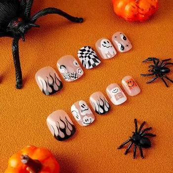 Various Styles Halloween Fake Nails Festive Atmosphere Handmade Wear Nail Cosplay style 5
