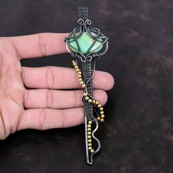 Variscite Pendant Copper Wire Wrapped Pendant Gemstone Pendant Copper Jewelry Key Pendant Handmade Dainty Pendant Wire Wrap Jewelry For Gift