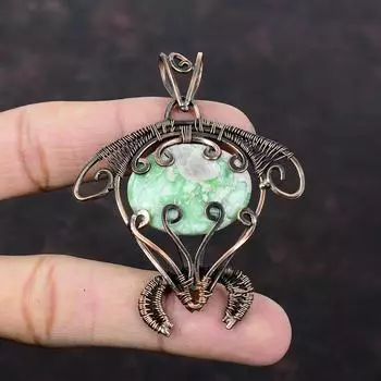 Variscite Pendant Copper Wire Wrapped Pendant Tortoise Pendant Copper Jewelry Handmade Gemstone Pendant Wire Wrap Jewelry Pendant For Gifts