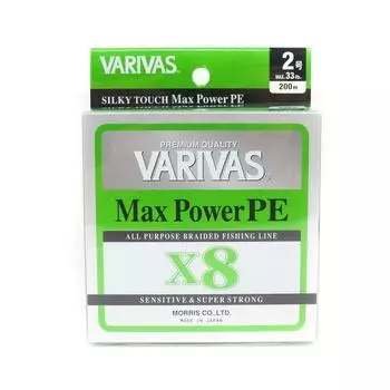 Varivas P.E Line Max Power X8 Lime Green 200м P.E 2 Max 33lb (0404) зеленый лайм