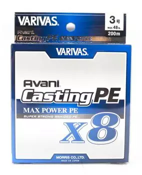 Линия Varivas PE New Avani Max Power Casting X8 200 м PE 3 48 фунтов (8524) белый