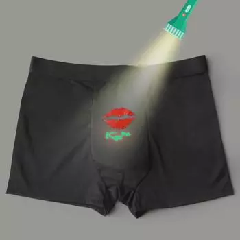 Varsbaby Men s Kiss Me Luminous Patter Print Fun Pattern Panty Thin Trendy Panty S чёрный