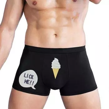 Varsbaby Men s Letter Print Fun Pattern Panty Thin Trendy Panty S чёрный